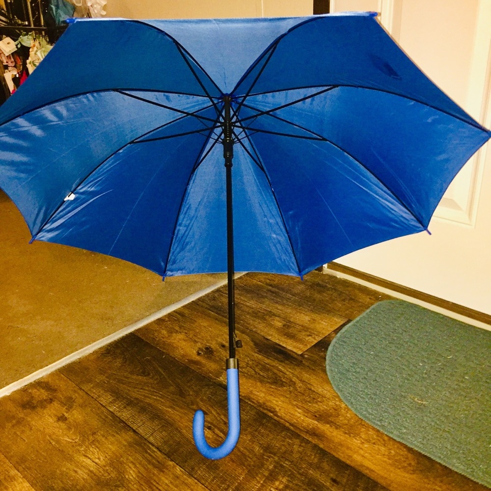 NEW IMPLIVA CANE HANDLE AUTO OPEN BLUE UMBRELLA - Picture 3 of 11